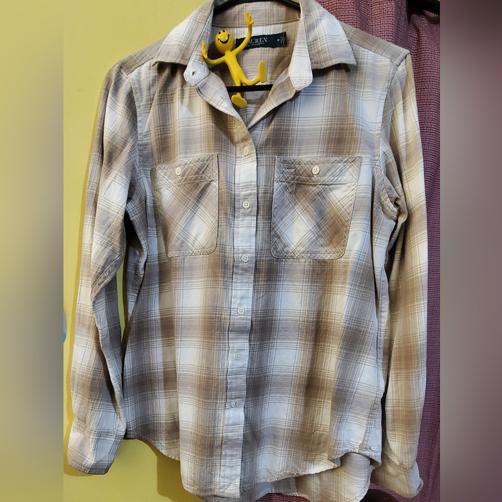 Ralph Lauren Women's Flannel Pattern Button Down Shirt